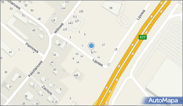 Modlniczka, Lipowa, 9, mapa Modlniczka