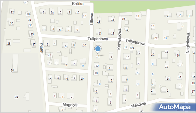 Modrzyca, Liliowa, 14, mapa Modrzyca