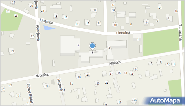 Mrozy, Licealna, 5, mapa Mrozy