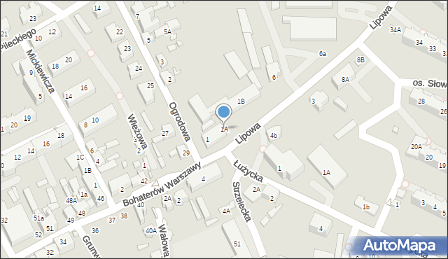 Myślibórz, Lipowa, 1A, mapa Myślibórz