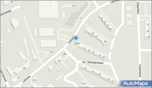 Myślibórz, Lipowa, 34A, mapa Myślibórz