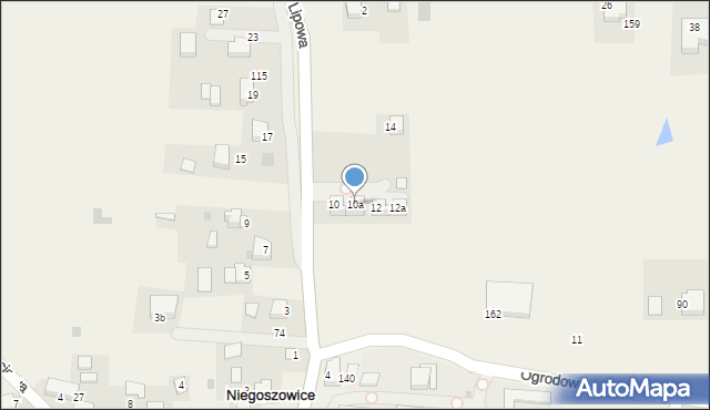 Niegoszowice, Lipowa, 10a, mapa Niegoszowice