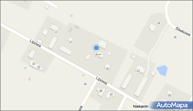 Niekanin, Lipowa, 17, mapa Niekanin