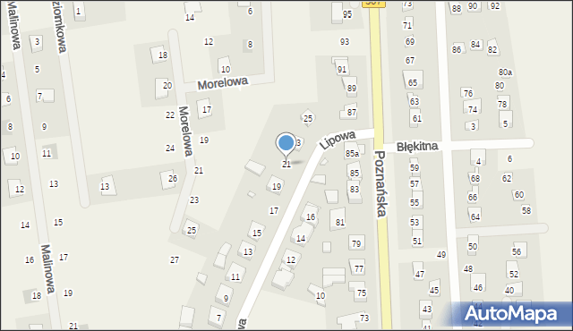 Niepruszewo, Lipowa, 21, mapa Niepruszewo
