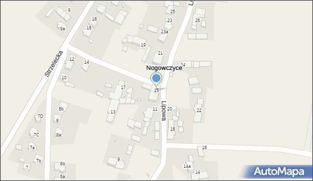 Nogowczyce, Lipowa, 15, mapa Nogowczyce