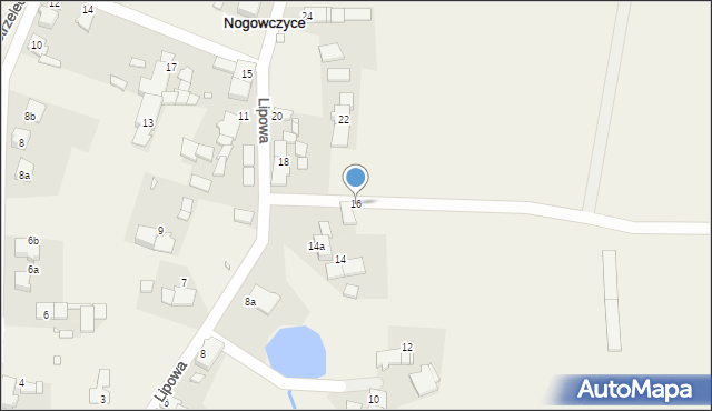 Nogowczyce, Lipowa, 16, mapa Nogowczyce