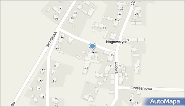 Nogowczyce, Lipowa, 17, mapa Nogowczyce