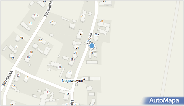 Nogowczyce, Lipowa, 26, mapa Nogowczyce