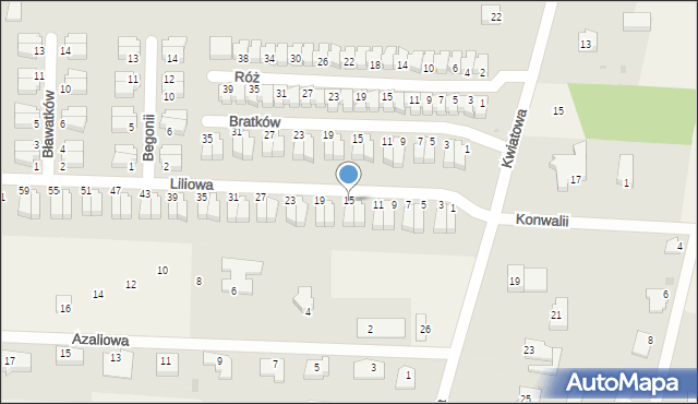 Nowe Bielice, Liliowa, 15, mapa Nowe Bielice