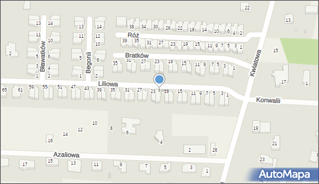 Nowe Bielice, Liliowa, 21, mapa Nowe Bielice