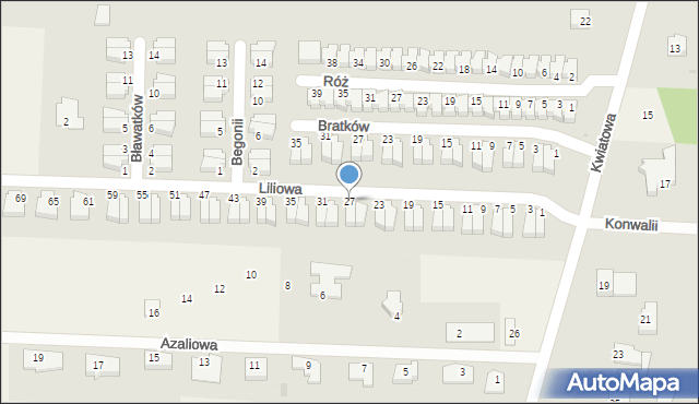 Nowe Bielice, Liliowa, 27, mapa Nowe Bielice