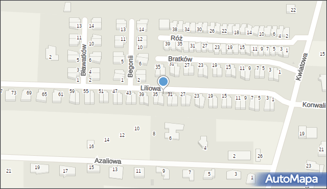 Nowe Bielice, Liliowa, 33, mapa Nowe Bielice