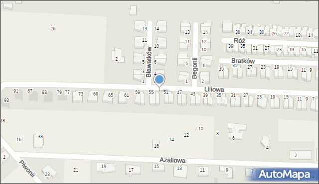 Nowe Bielice, Liliowa, 53, mapa Nowe Bielice