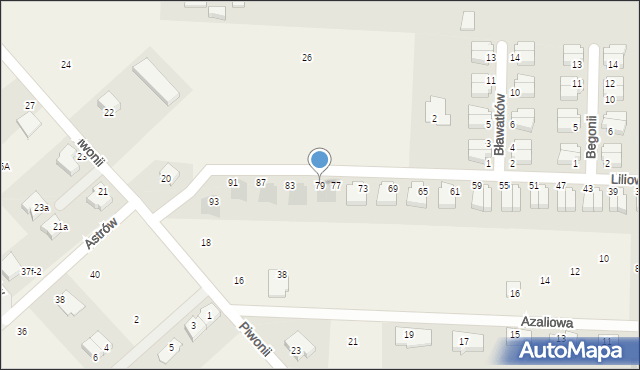 Nowe Bielice, Liliowa, 79, mapa Nowe Bielice