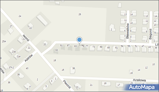 Nowe Bielice, Liliowa, 81, mapa Nowe Bielice