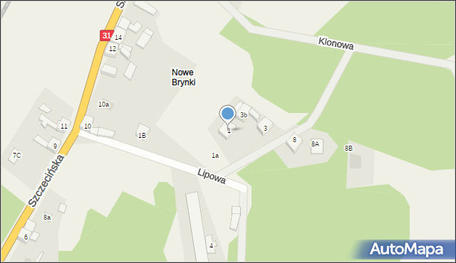Nowe Brynki, Lipowa, 1, mapa Nowe Brynki