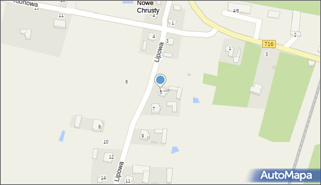 Nowe Chrusty, Lipowa, 5, mapa Nowe Chrusty