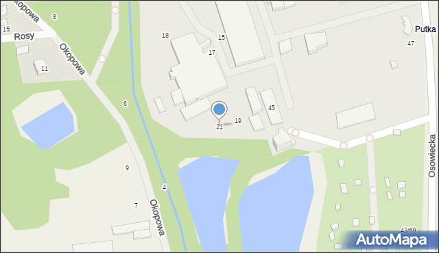 Odrano-Wola, Liściasta, 21, mapa Odrano-Wola