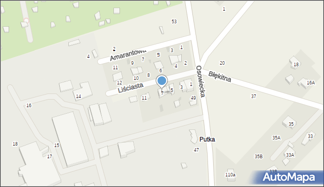 Odrano-Wola, Liściasta, 7, mapa Odrano-Wola