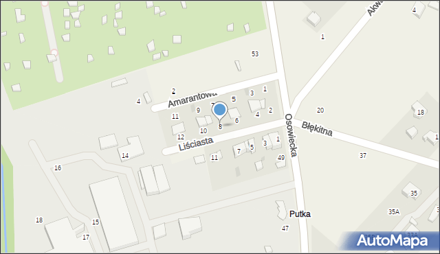 Odrano-Wola, Liściasta, 8, mapa Odrano-Wola