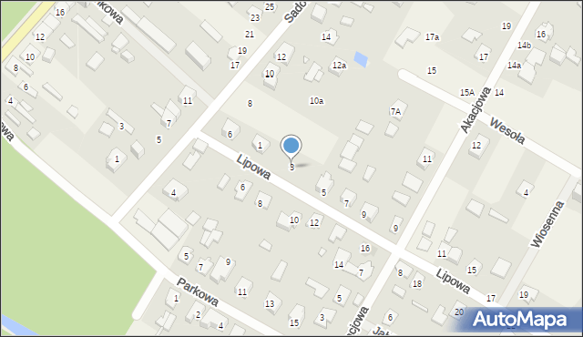 Okuniew, Lipowa, 3, mapa Okuniew