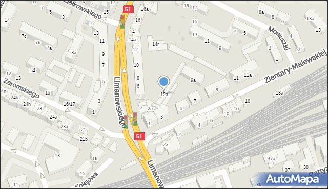 Olsztyn, Limanowskiego Bolesława, 12a, mapa Olsztyna