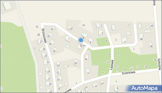 Osie, Lipowa, 5, mapa Osie