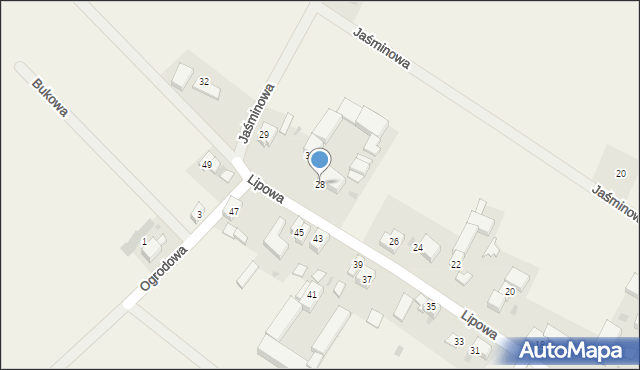 Osiek, Lipowa, 28, mapa Osiek