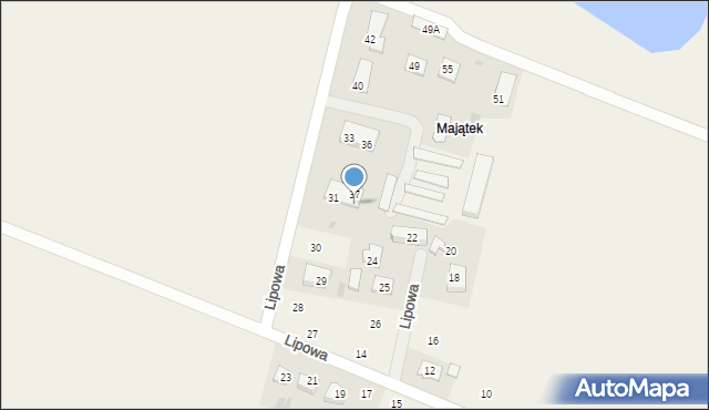 Osiny, Lipowa, 38, mapa Osiny
