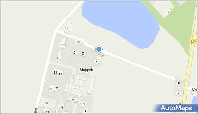 Osiny, Lipowa, 54, mapa Osiny