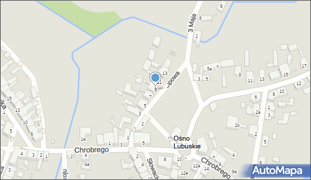 Ośno Lubuskie, Lipowa, 9, mapa Ośno Lubuskie