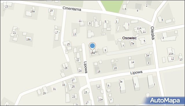 Osowiec, Lipowa, 18a, mapa Osowiec