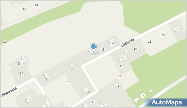 Osowiec, Liściasta, 11, mapa Osowiec