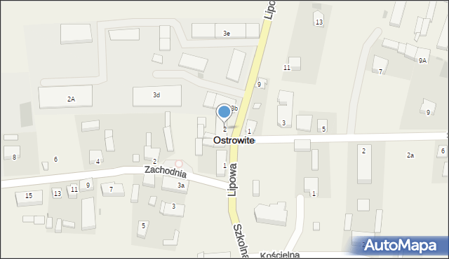 Ostrowite, Lipowa, 2, mapa Ostrowite