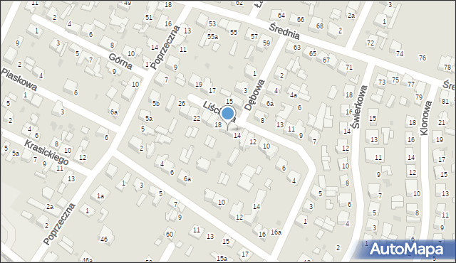 Ozorków, Liściasta, 16, mapa Ozorków