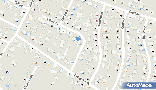 Ozorków, Liściasta, 4, mapa Ozorków