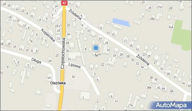 Pajęczno, Lipowa, 5a, mapa Pajęczno
