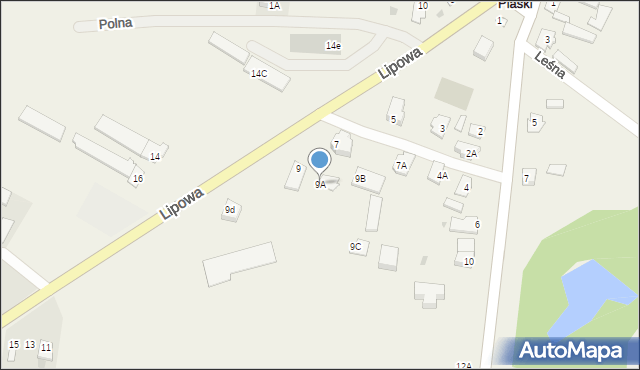 Piaski, Lipowa, 9A, mapa Piaski