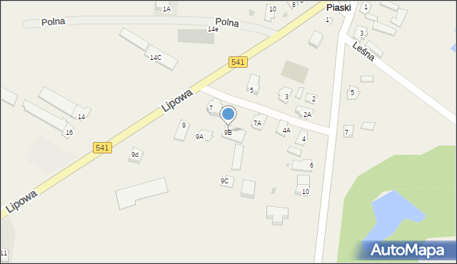 Piaski, Lipowa, 9B, mapa Piaski