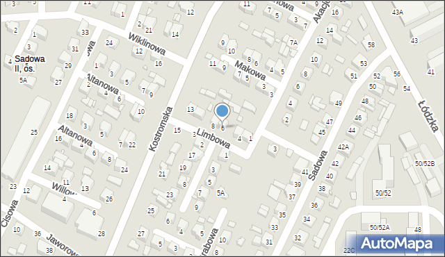 Piotrków Trybunalski, Limbowa, 6, mapa Piotrków Trybunalski