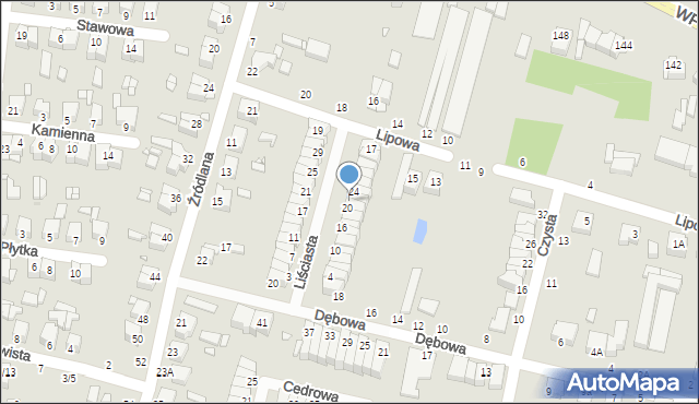 Piotrków Trybunalski, Liściasta, 22, mapa Piotrków Trybunalski