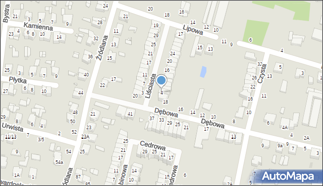 Piotrków Trybunalski, Liściasta, 4, mapa Piotrków Trybunalski