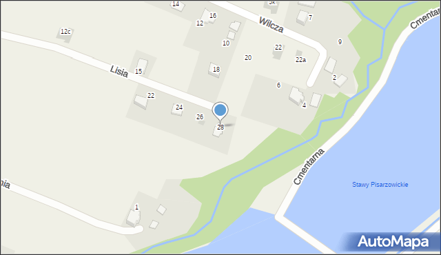 Pisarzowice, Lisia, 28, mapa Pisarzowice