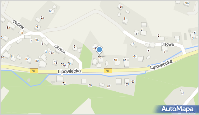 Płaza, Lipowiecka, 70, mapa Płaza