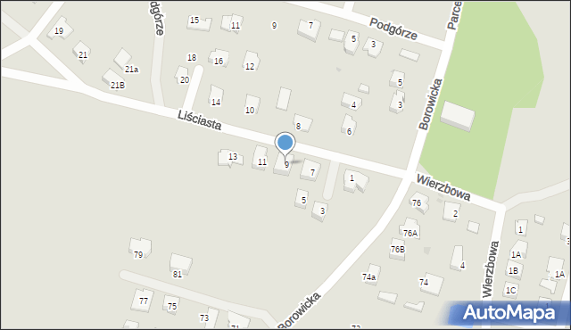 Płock, Liściasta, 9, mapa Płock