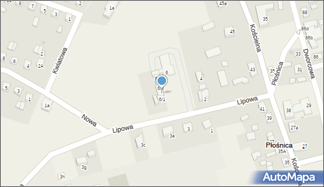 Płośnica, Lipowa, 6/2, mapa Płośnica