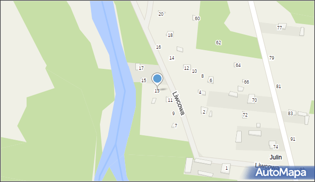 Pogorzelec, Liwcowa, 13, mapa Pogorzelec