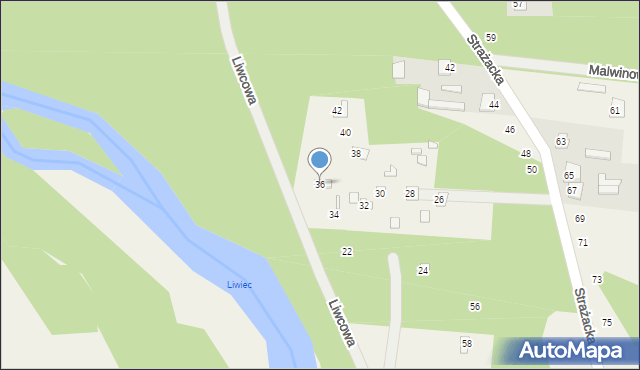 Pogorzelec, Liwcowa, 36, mapa Pogorzelec