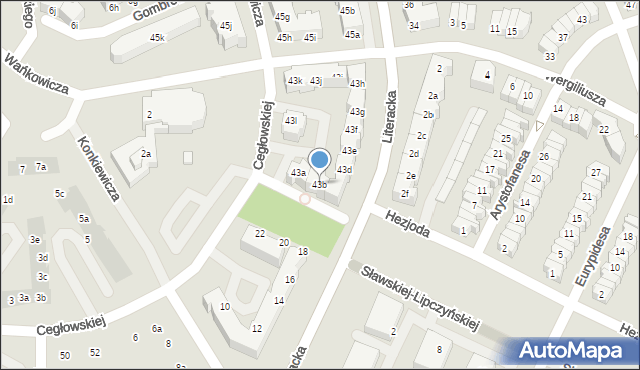Poznań, Literacka, 43b, mapa Poznania