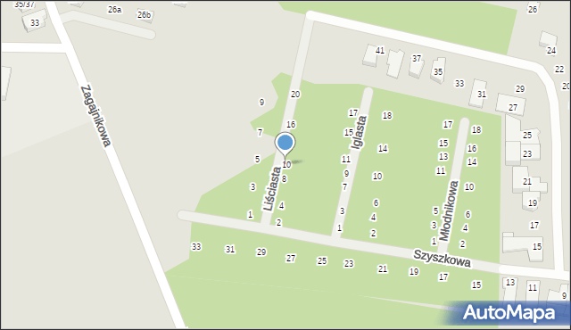 Poznań, Liściasta, 10, mapa Poznania